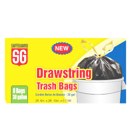 Safeguard® Drawstring Trash Bags 30 Gal. 8-COUNT